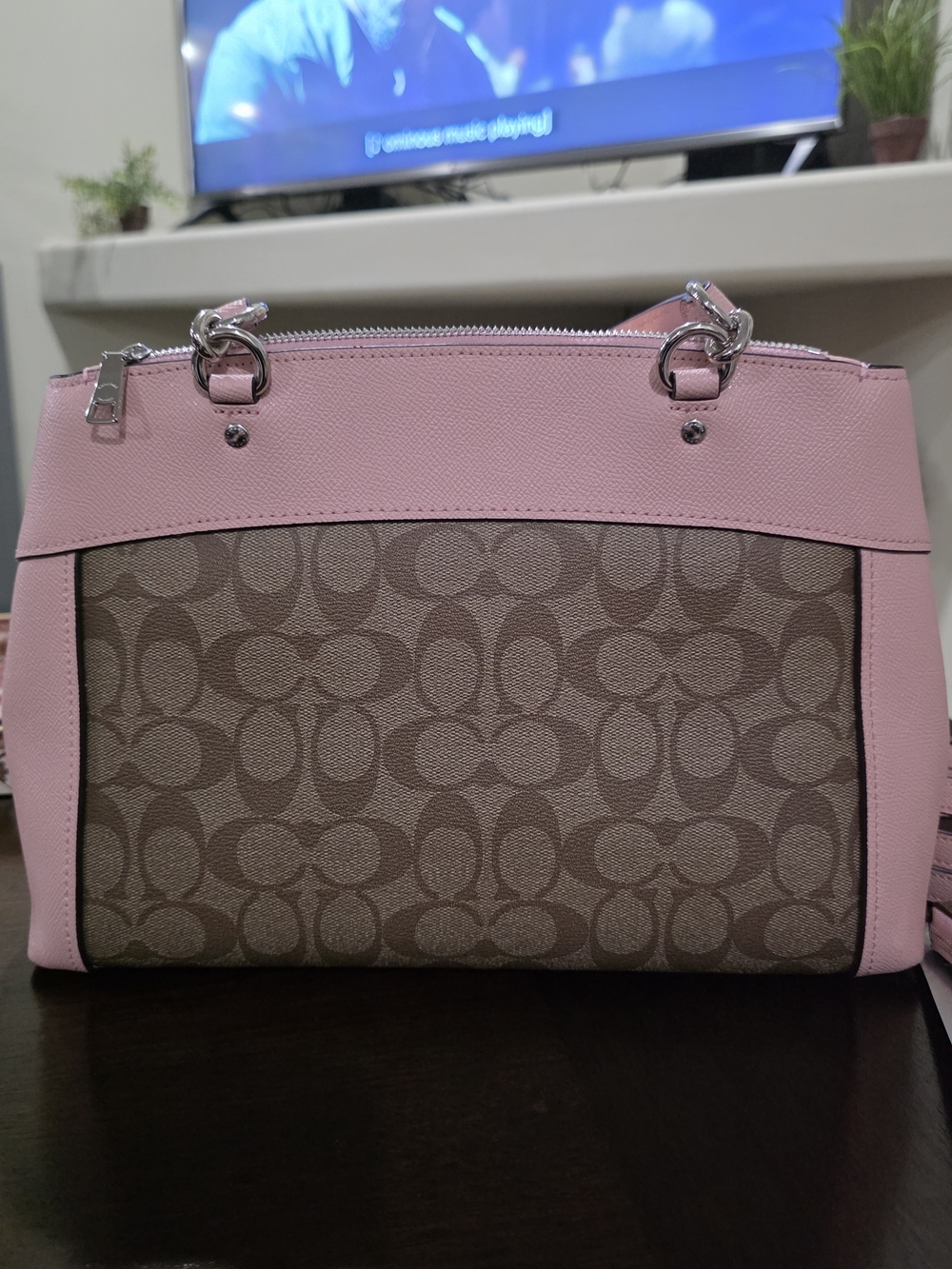 *SOLD* Coach Brooke Carryall Khaki Blush Signature Coated Canvas and Crossgrain - Picture 3 of 7